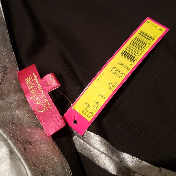 Catherine Malandrino NEW Flare Metallic Silver "PETE" Mini Skirt NWT Women's L - Picture 10 of 16